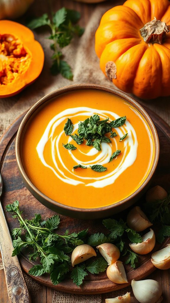 pumpkin soup with dried mint
