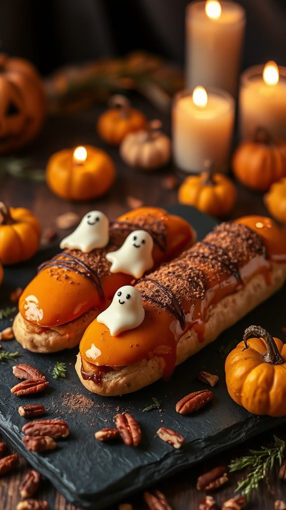 pumpkin spice filled eclairs
