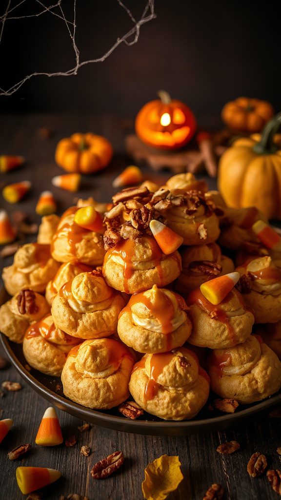 pumpkin spice filled profiteroles delight