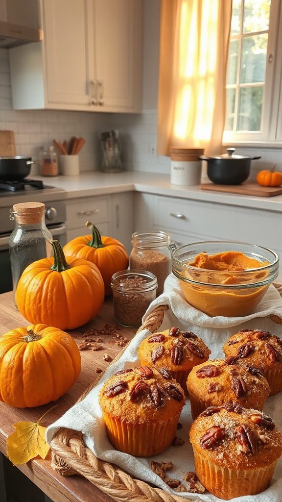 pumpkin spice pecan muffins