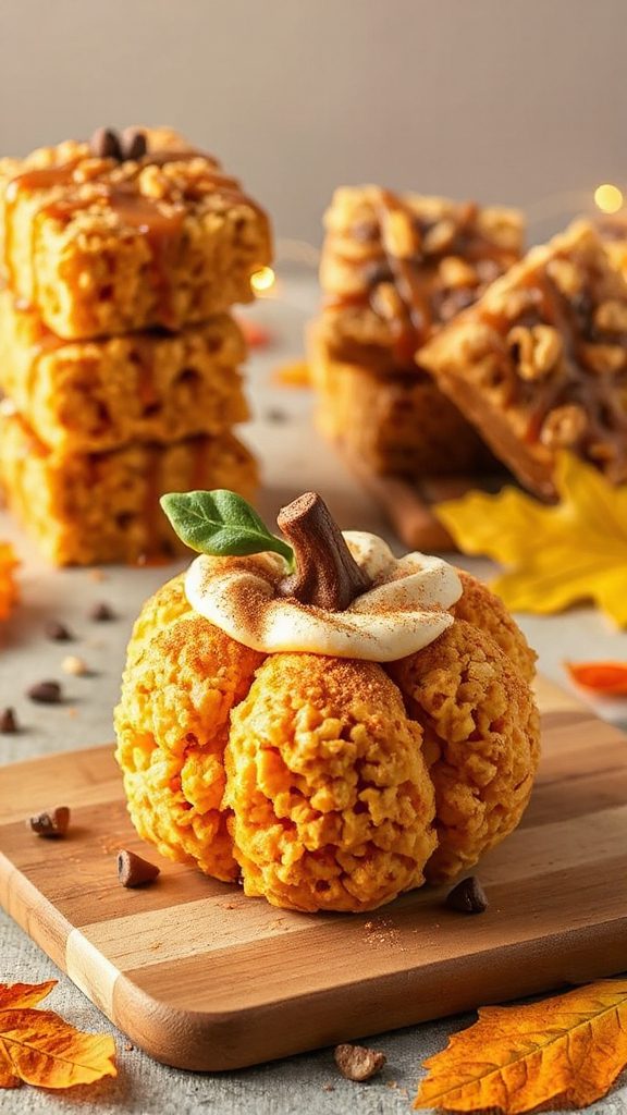pumpkin spice rice krispie treats