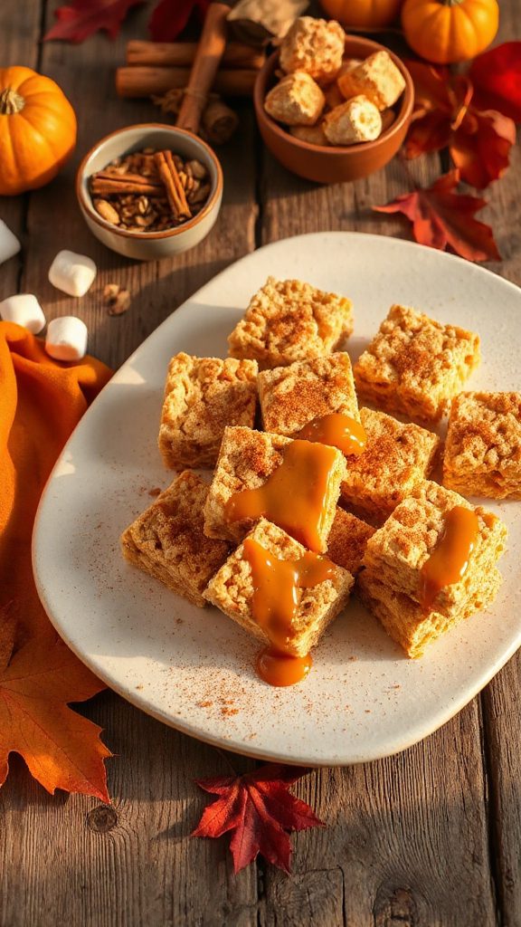 pumpkin spice rice krispie treats
