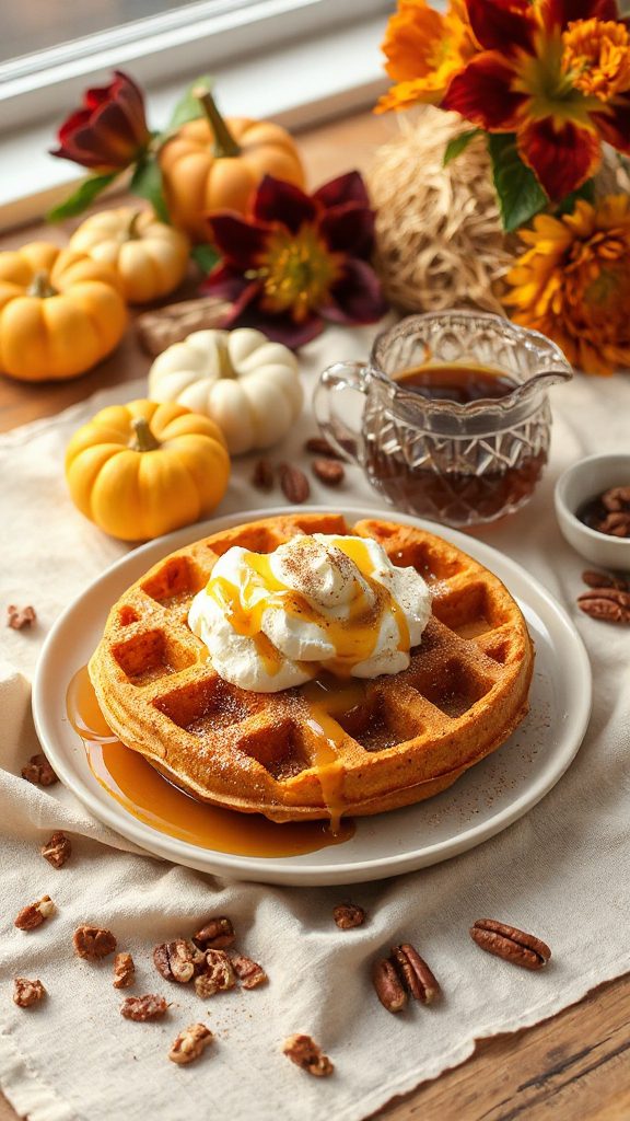 pumpkin spice sweet potato waffles