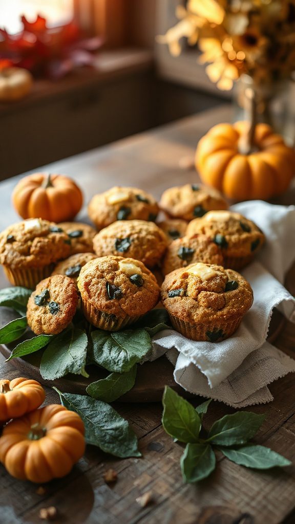 pumpkin spinach savory muffins