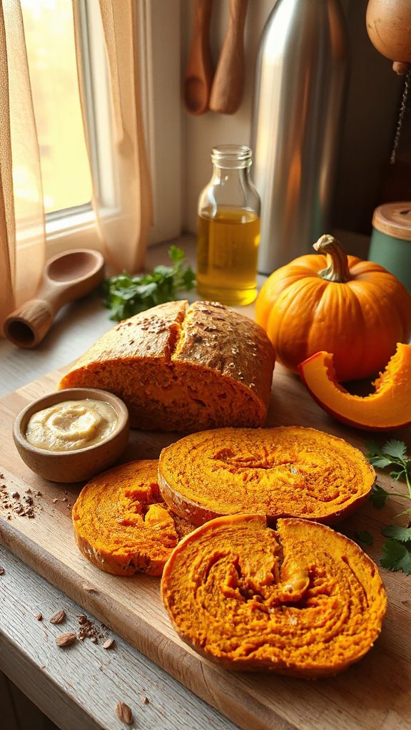 pumpkin tahini swirl bread