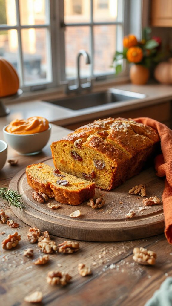 pumpkin walnut bread pudding