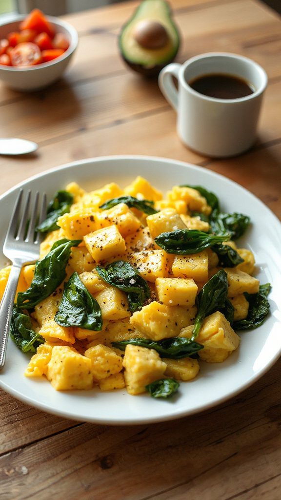 quick spinach cheese scramble quick spinach cheese scramble