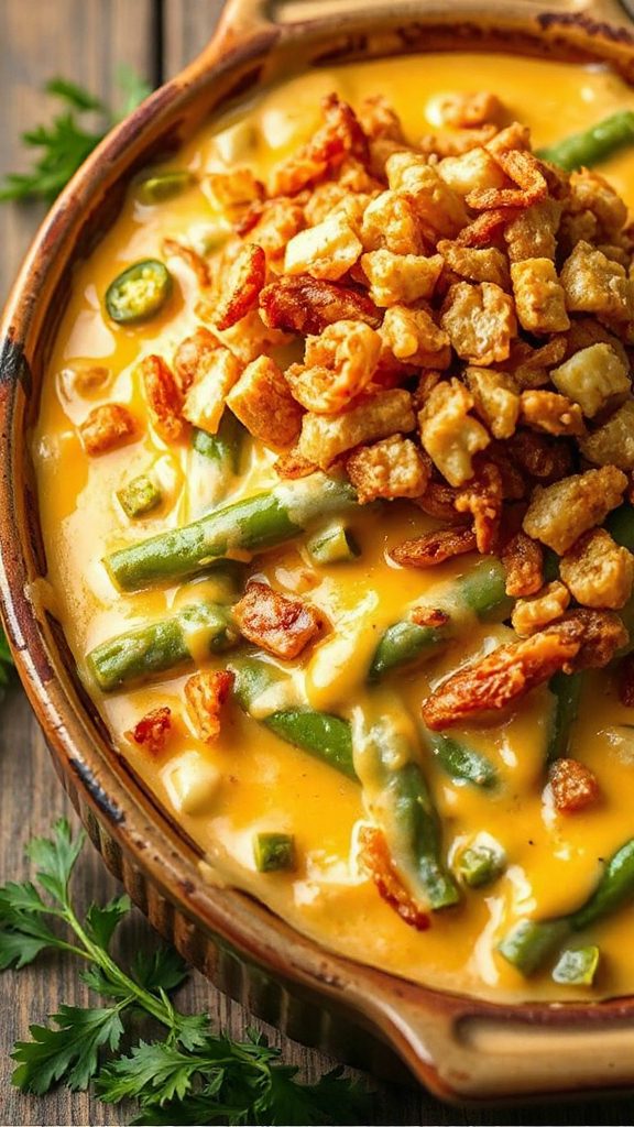 ranch queso green bean casserole
