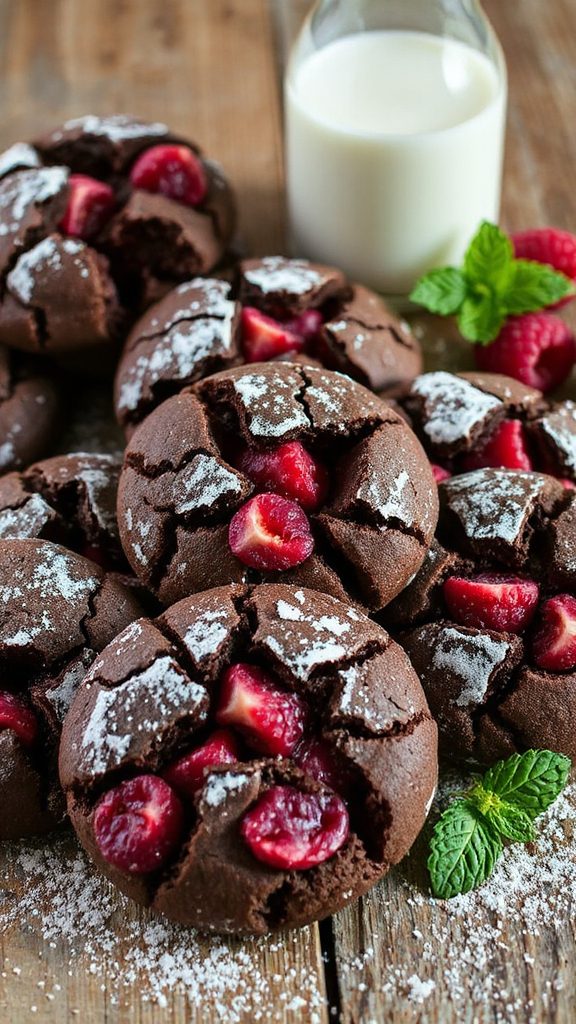 raspberry chocolate crinkle cookies