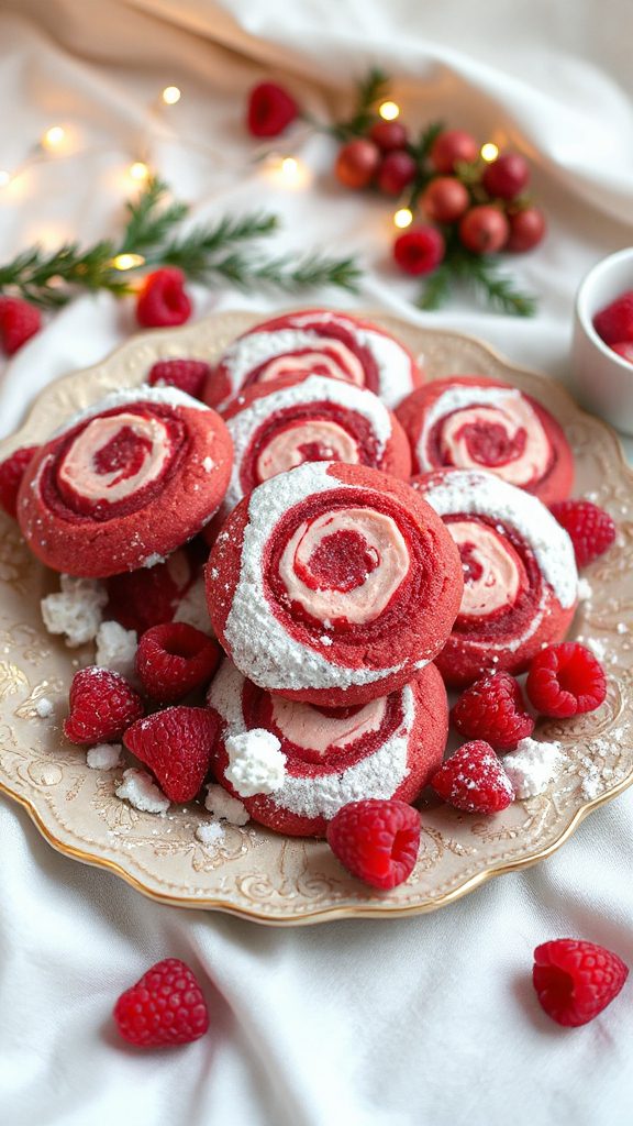 red velvet raspberry swirl cookies