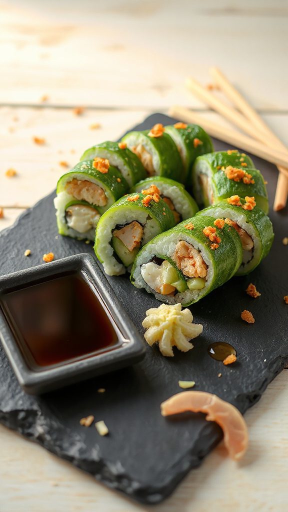 refreshing cucumber crab sushi