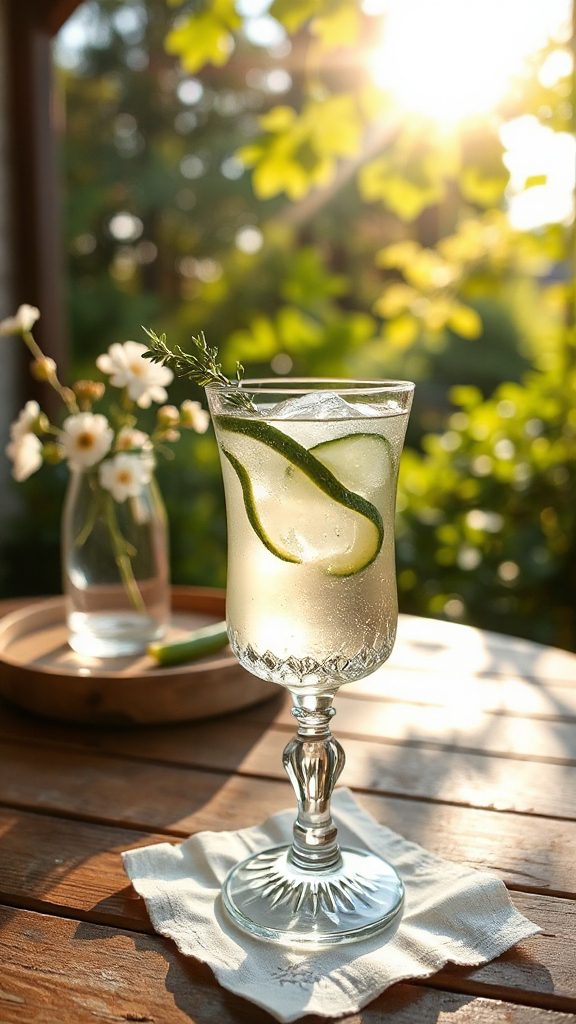 refreshing herbal cucumber cocktail