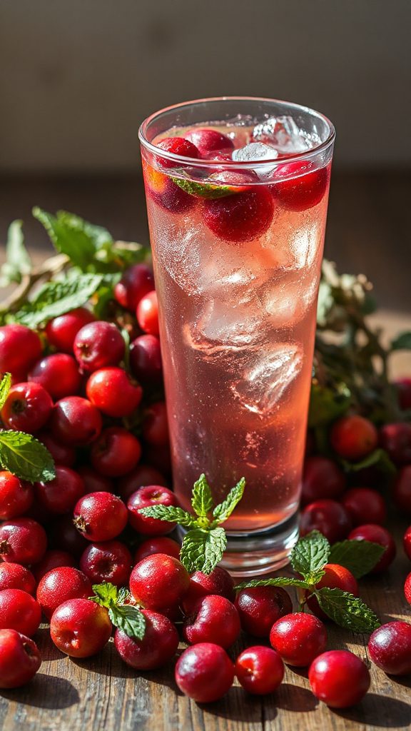refreshing minty cranberry drink