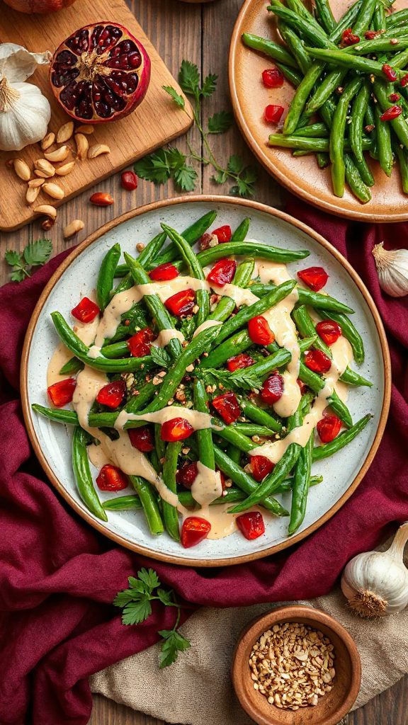refreshing tahini green bean salad