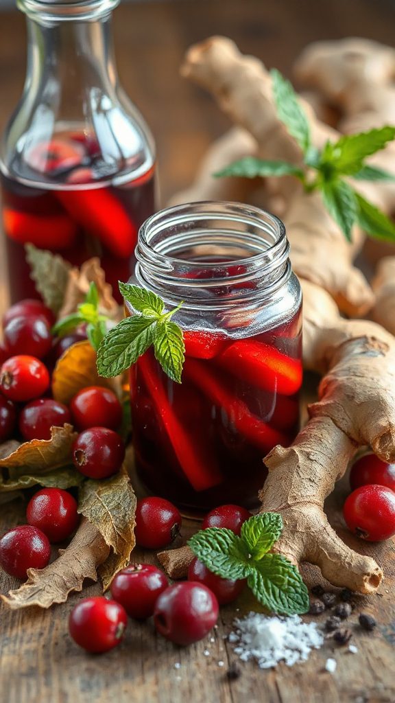 revitalizing ginger cranberry shrub beverage