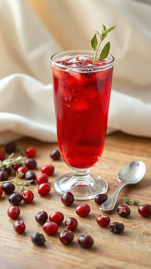 revitalizing herbal cranberry mocktail