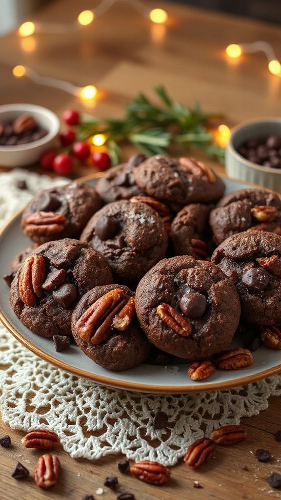 rich chocolate pecan cookies