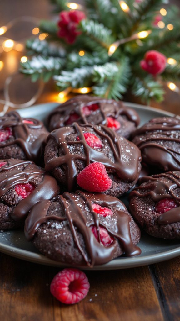 rich chocolate raspberry cookies