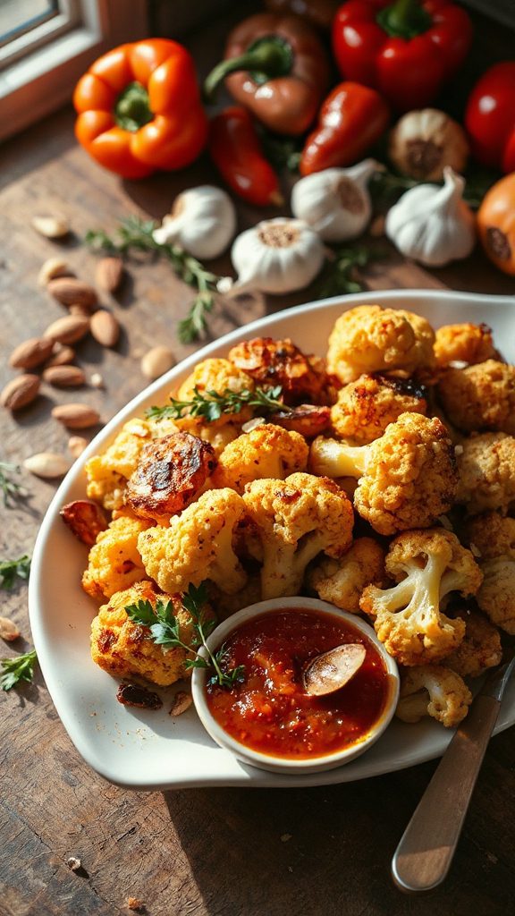 roasted cauliflower with romesco roasted cauliflower with romesco