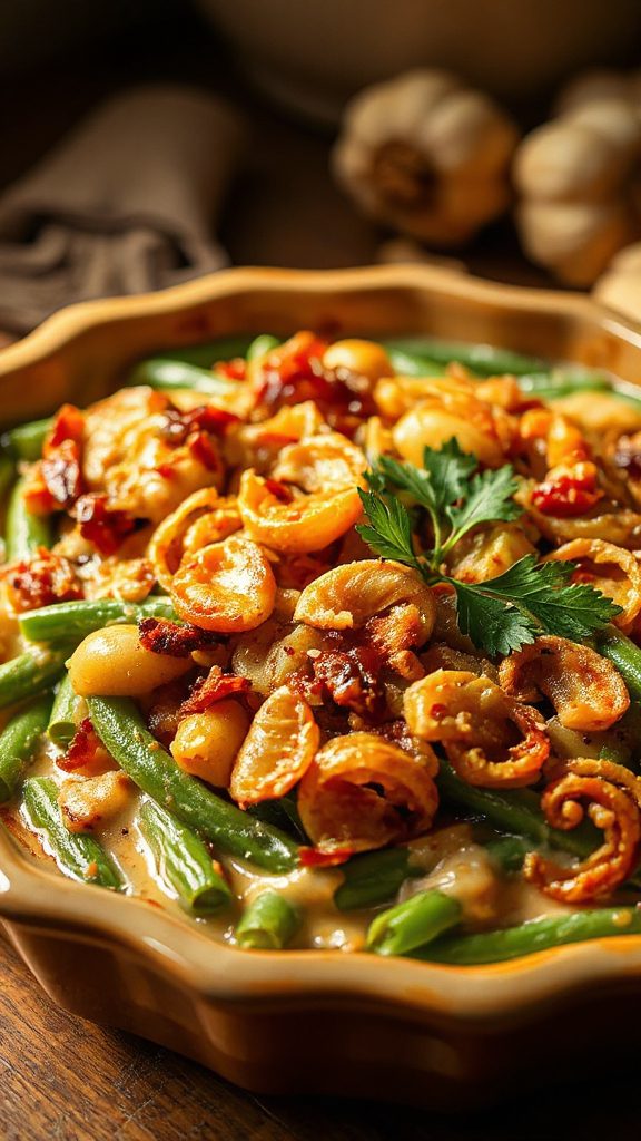 roasted garlic green bean casserole