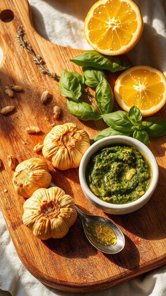 roasted garlic lemon pesto
