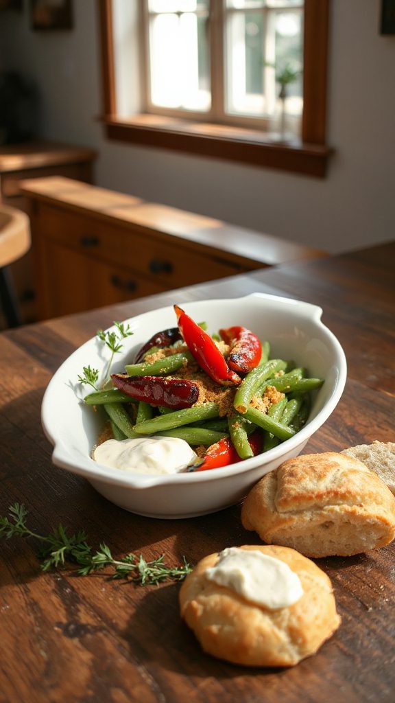 roasted pepper green bean side