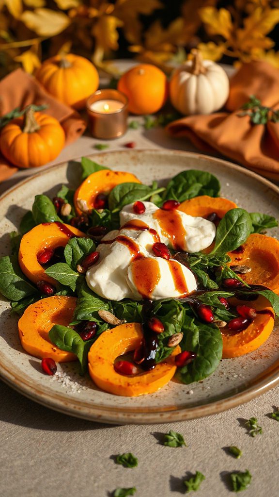 roasted squash and burrata salad