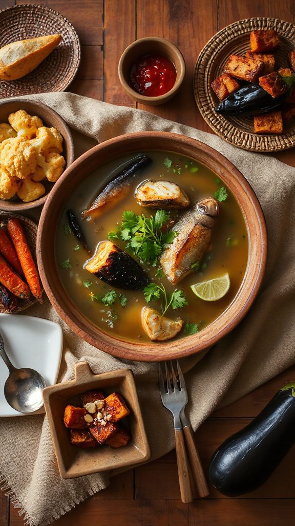 roasted vegetable mohinga soup