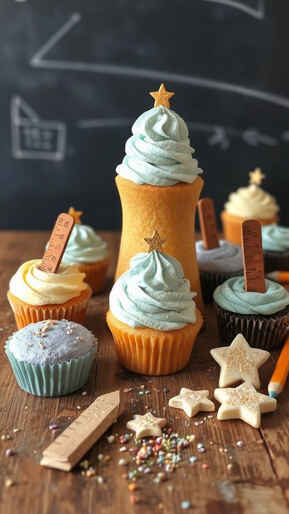 ruler themed school celebration cupcakes