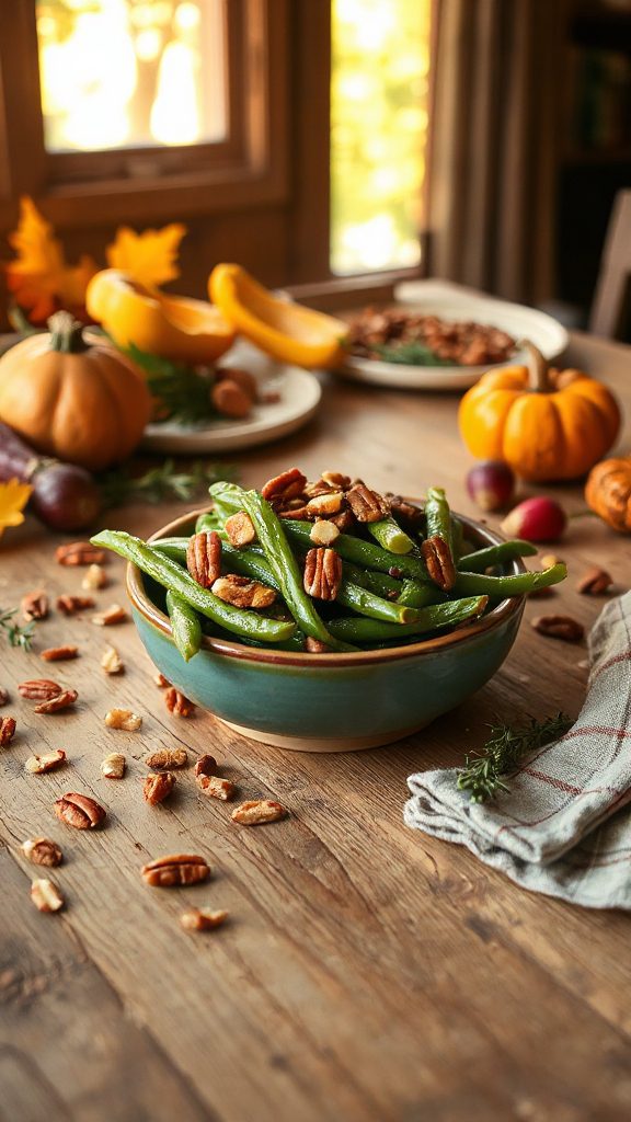 saut ed green beans with pecans