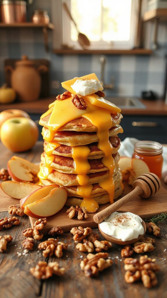 savory apple walnut pancakes