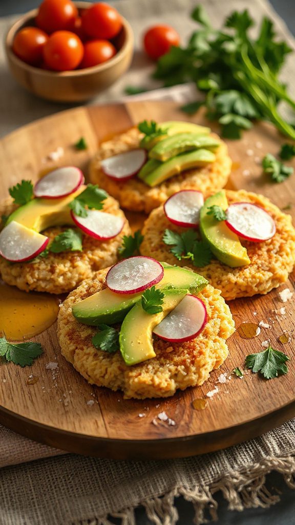 savory avocado rice cakes