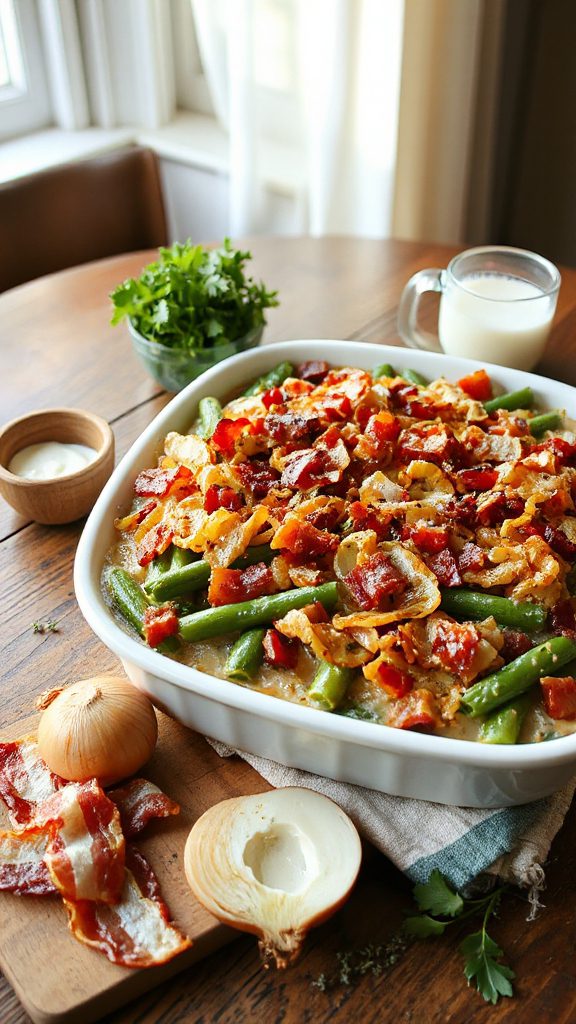 savory bacon green bean casserole