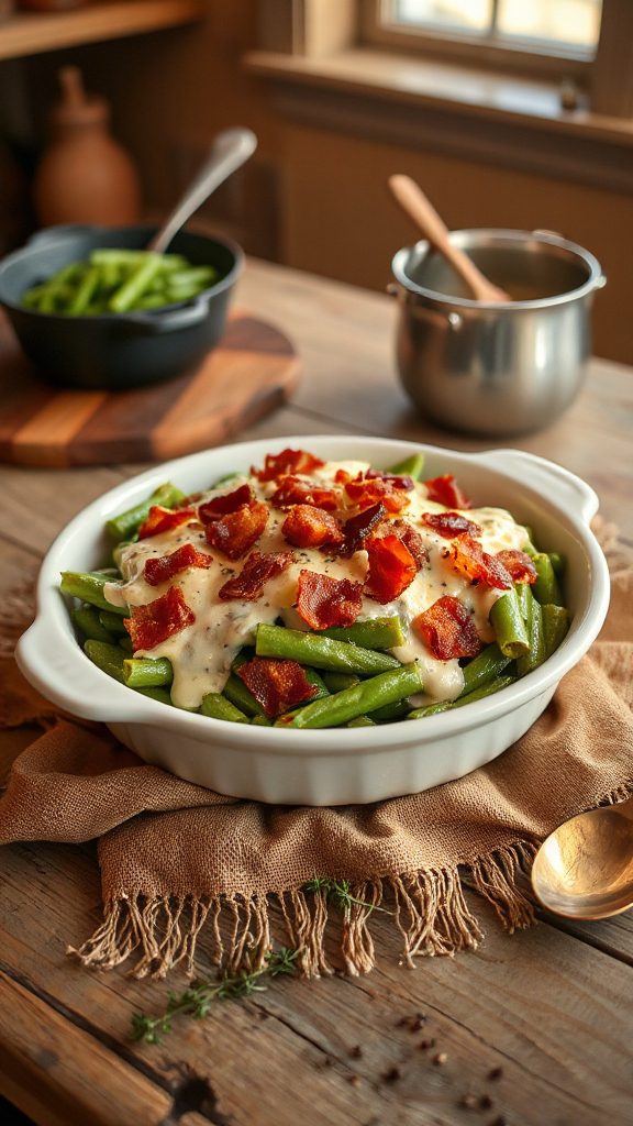 savory bacon green bean casserole