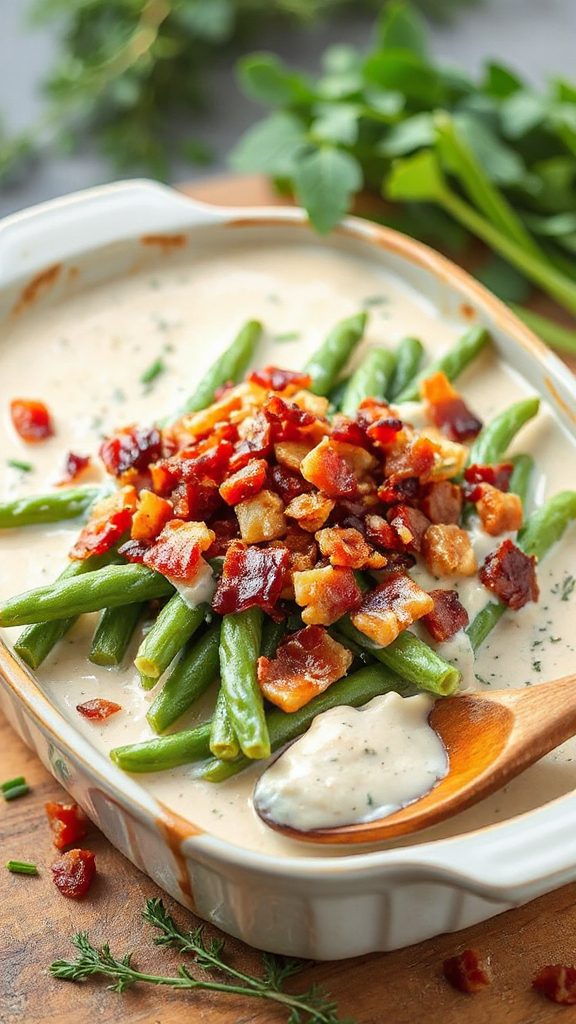 savory bacon ranch green beans