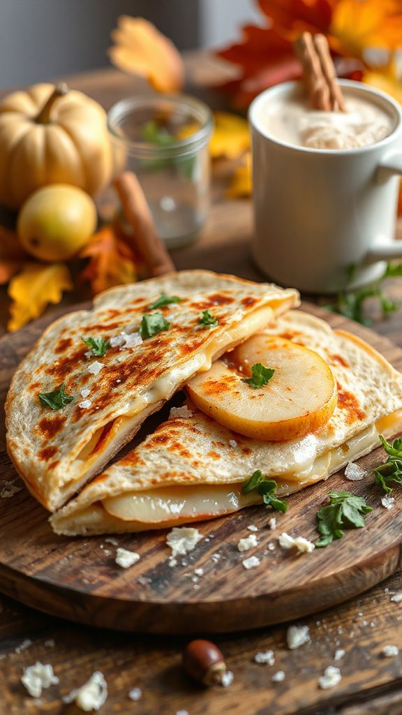 savory cheese and pear quesadilla