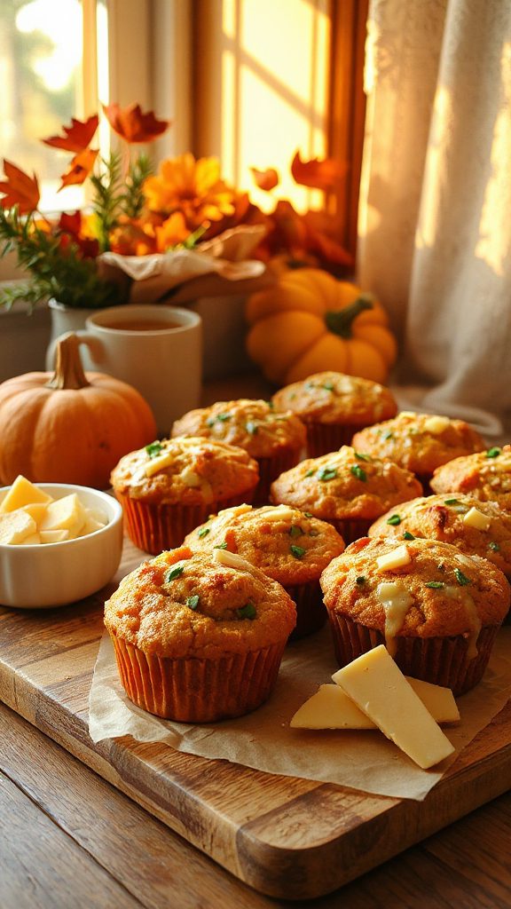 savory cheesy pumpkin muffins