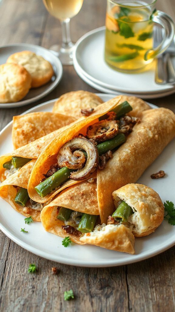 savory crepes with green beans