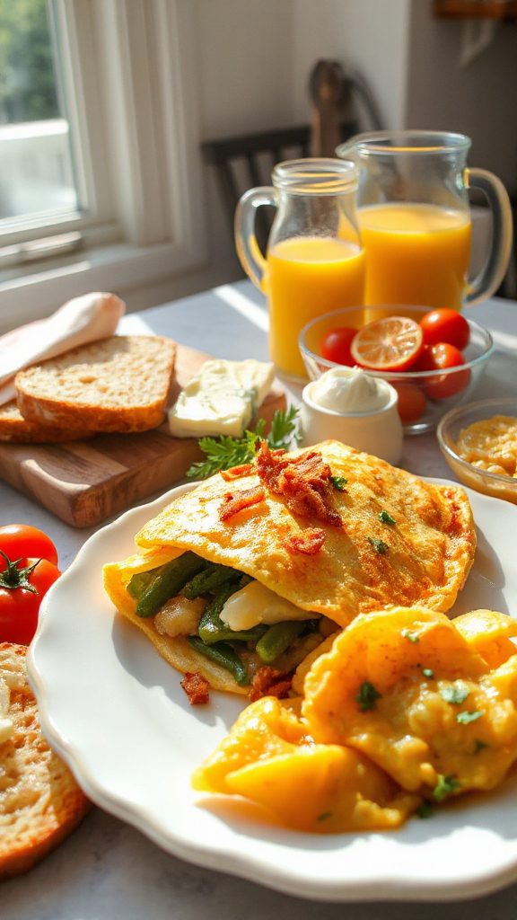 savory green bean omelette