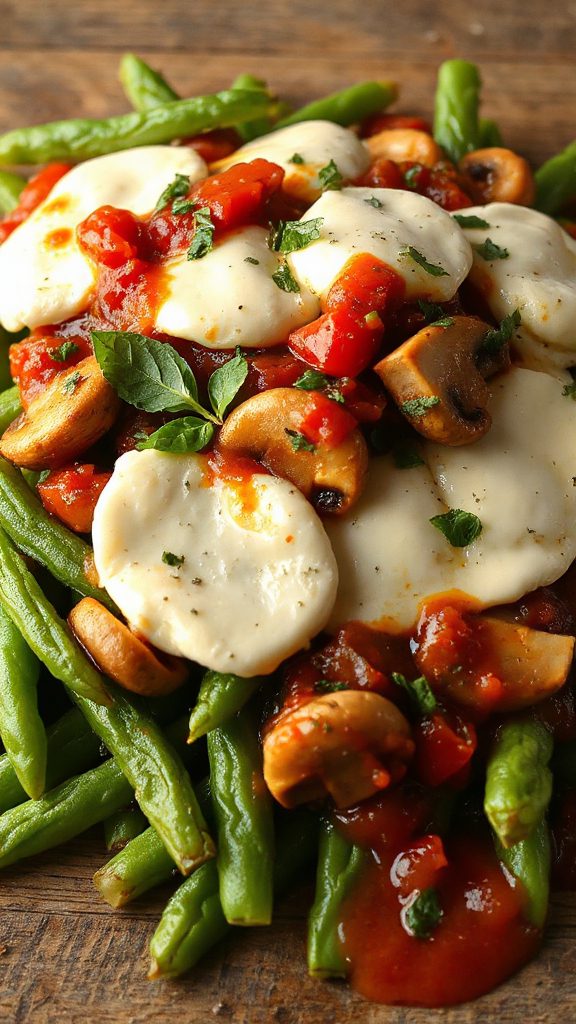 savory herb mozzarella green beans