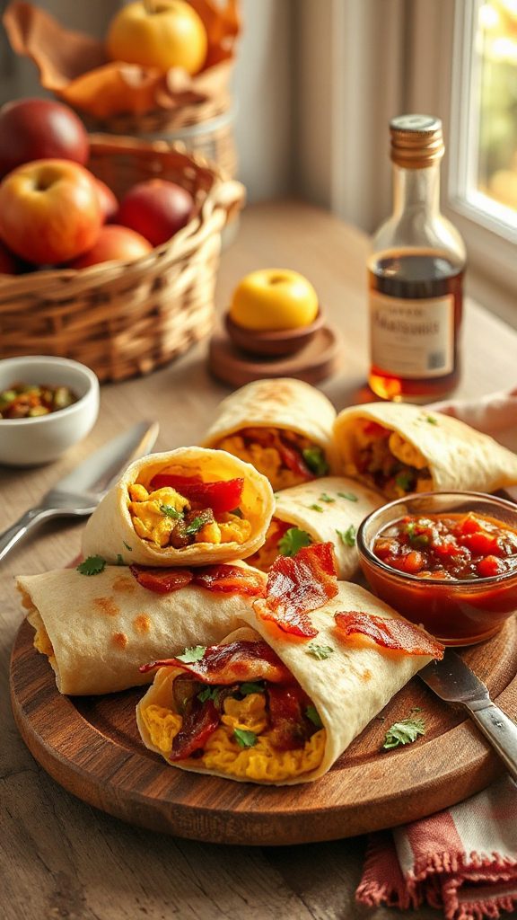 savory maple bacon burritos