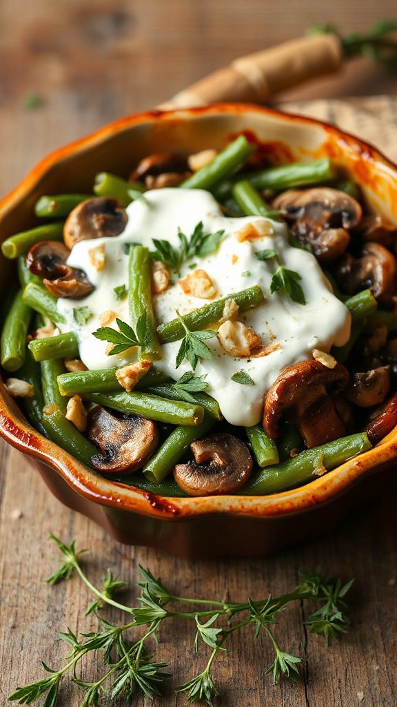savory mushroom green bean casserole