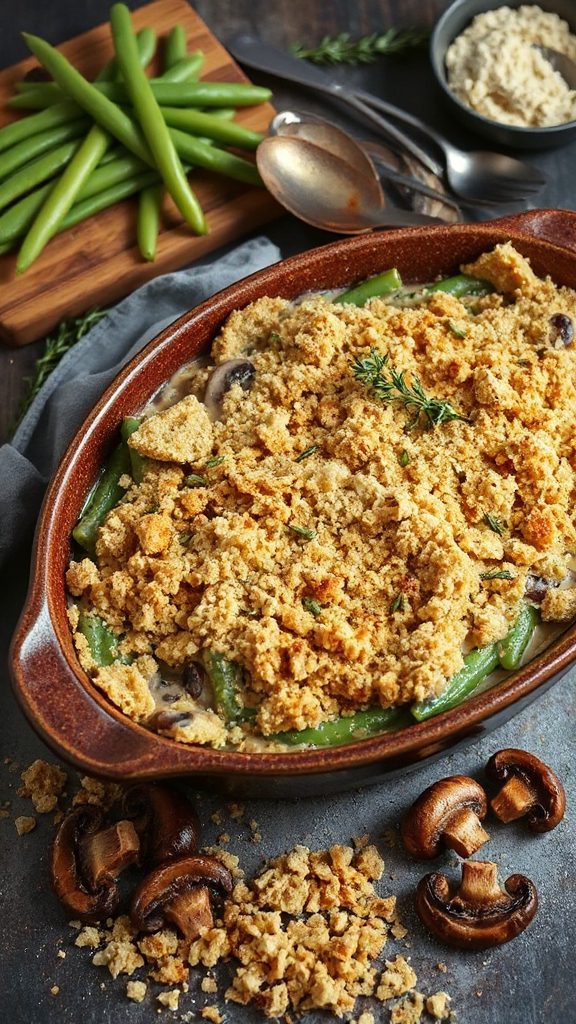 savory mushroom green bean casserole