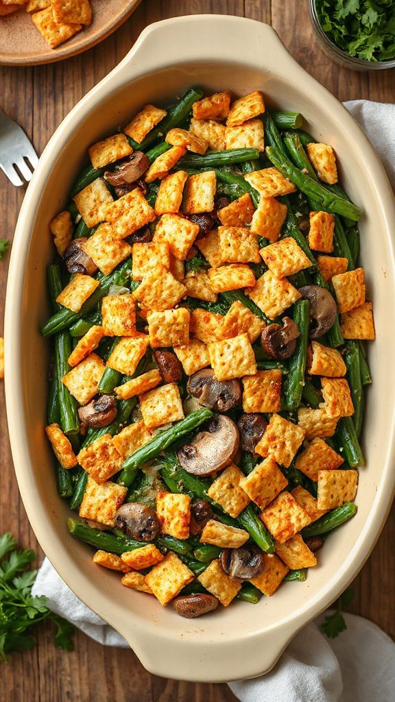 savory mushroom green bean casserole