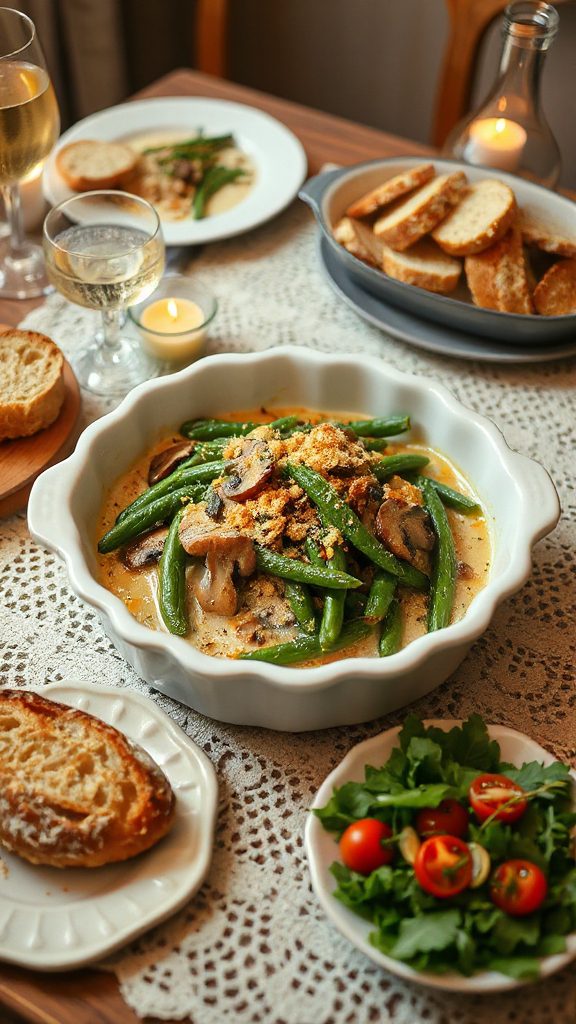 savory mushroom green bean casserole