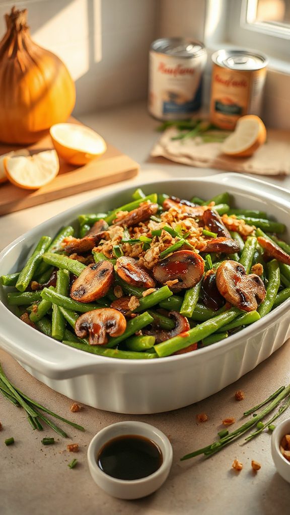 savory mushroom green bean casserole