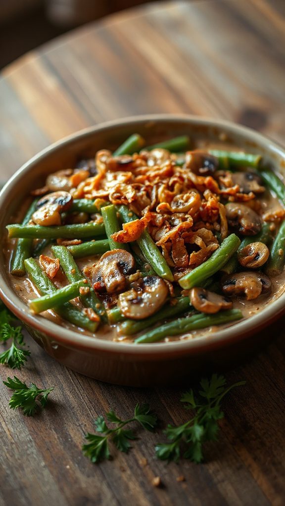 savory mushroom green bean casserole