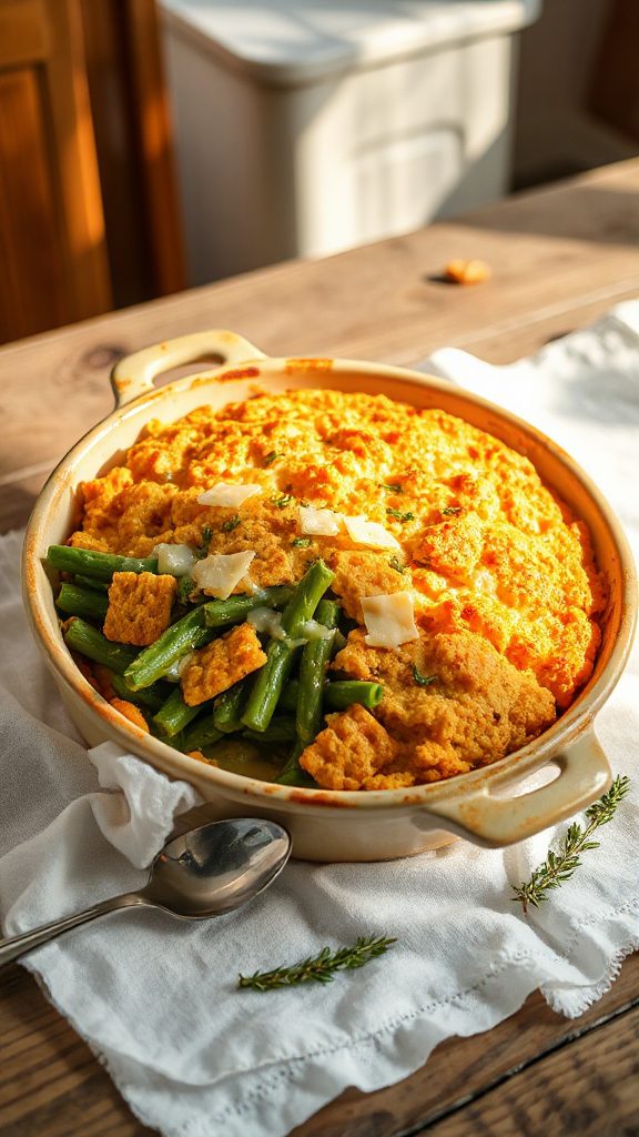 savory mushroom green bean casserole