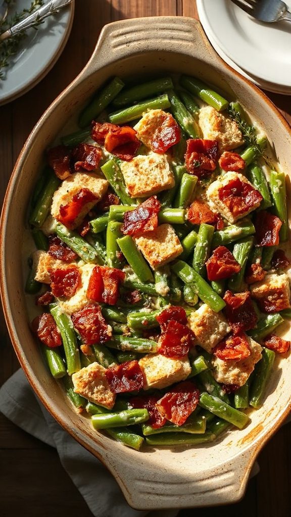 savory nutty green bean casserole
