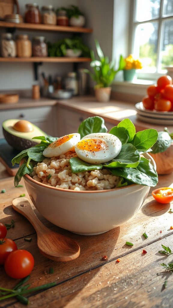 savory oatmeal with eggs